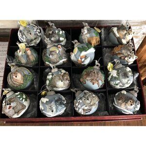 Eyes Of The Wild Ornament Collection Wolf 3D Set Of 16 Glass Cabin Decor 99 2000